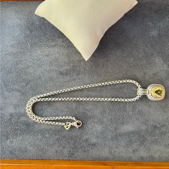 David Yurman 925 & 14k Gold Albion Pendant Necklace with Lemon Citrine 16" - Picture 5 of 10